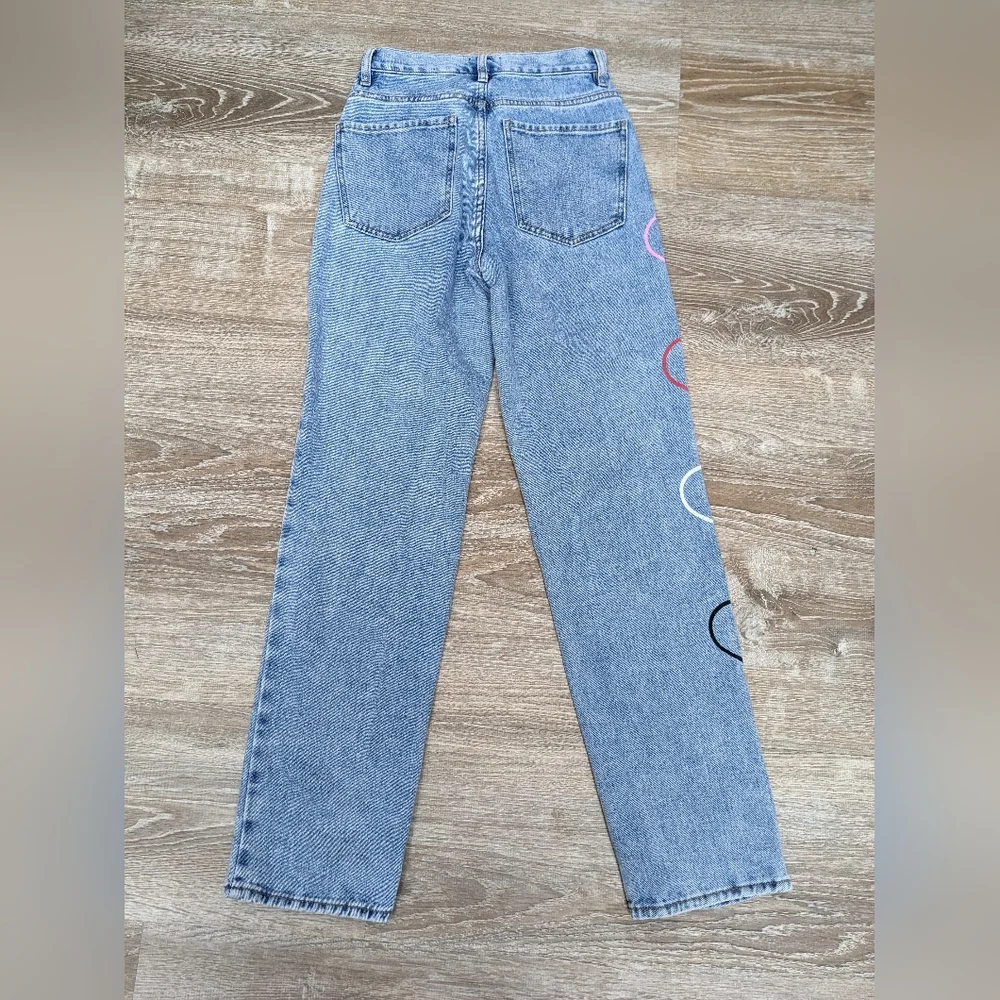 Playboy By PacSun Medium Blue Graphic Straight Leg Jeans Button Fly Size 24